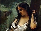 Gustave Courbet Canvas Paintings - Gypsy in Reflection